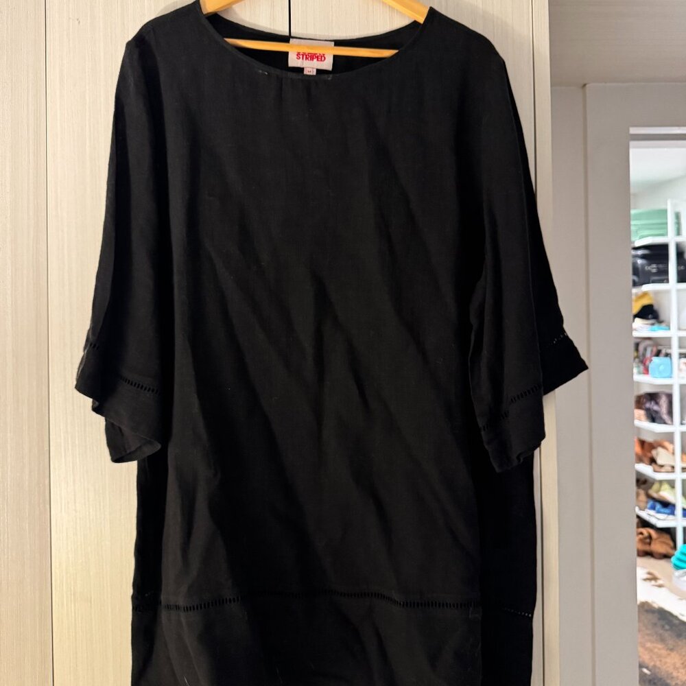 Solid & Striped Black Linen Tunic with Lace Inlet size M